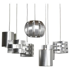 Lampade a sospensione originali di Max Sauze, set di 7, anni '70