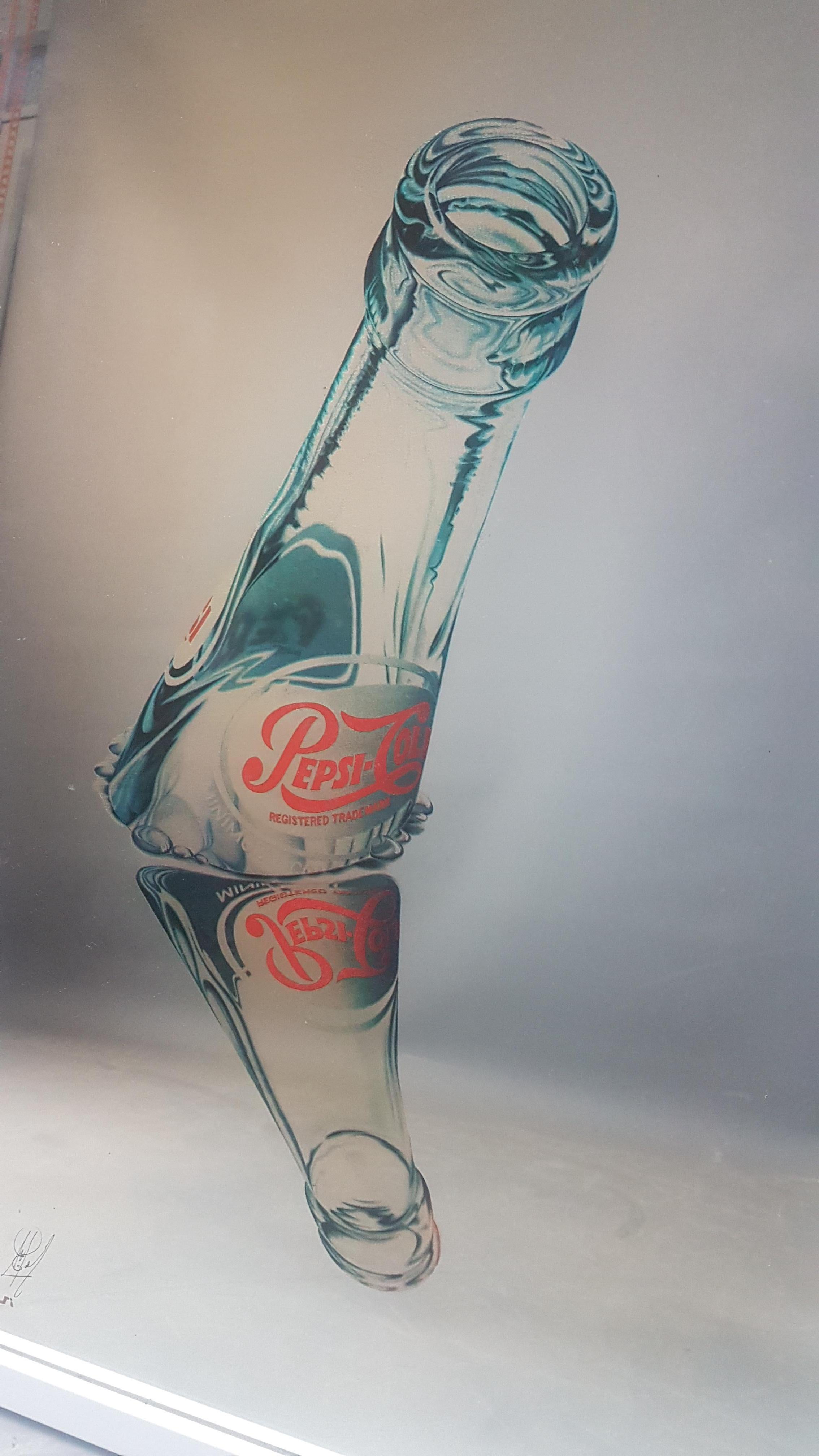 Painted Original Pepsi Cola Reverse Printed Advertising Mirror Signed by the Artist For Sale