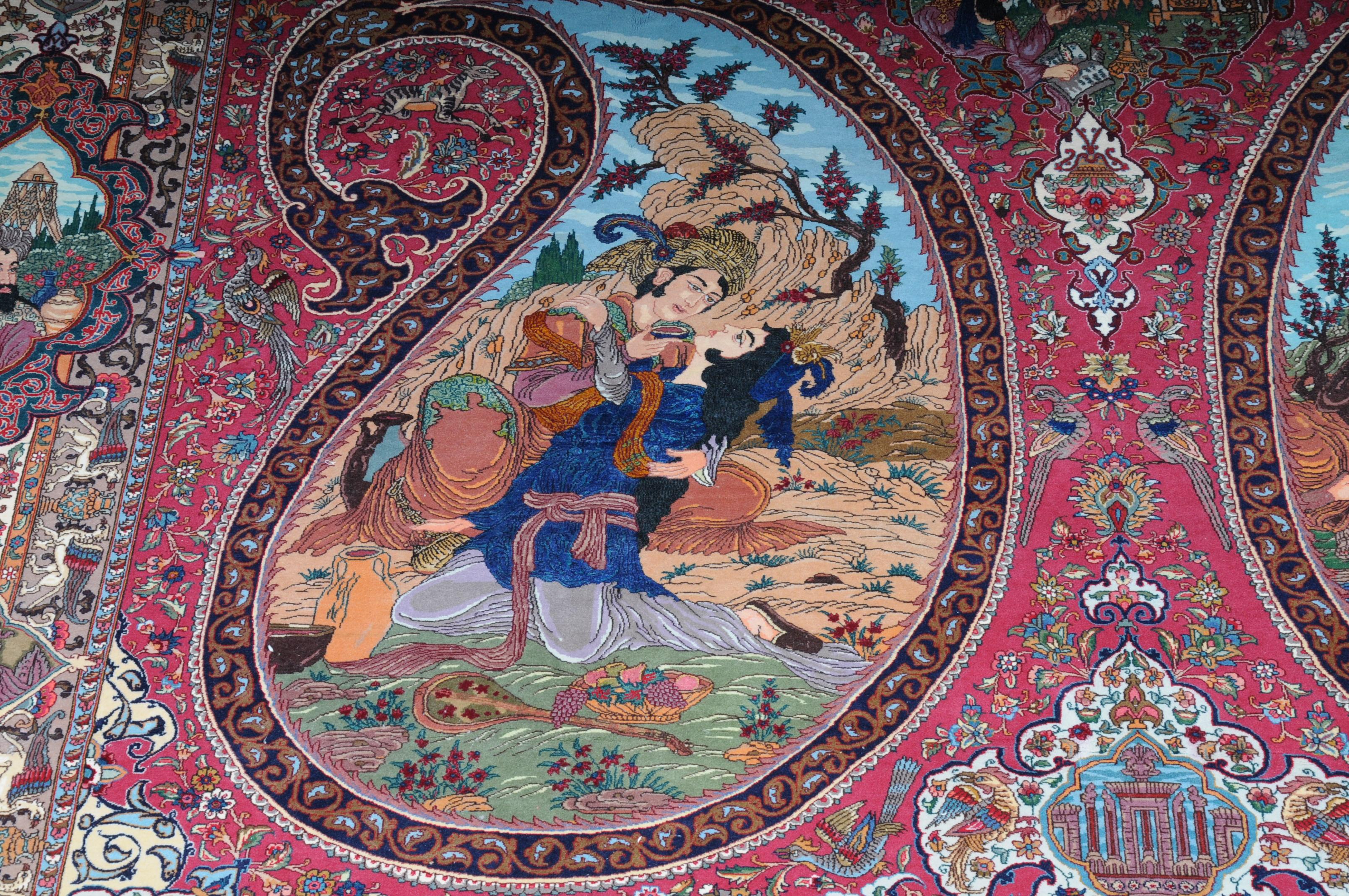 Unknown Original Persian Palace Carpet Tabriz Cork Wool with Silk