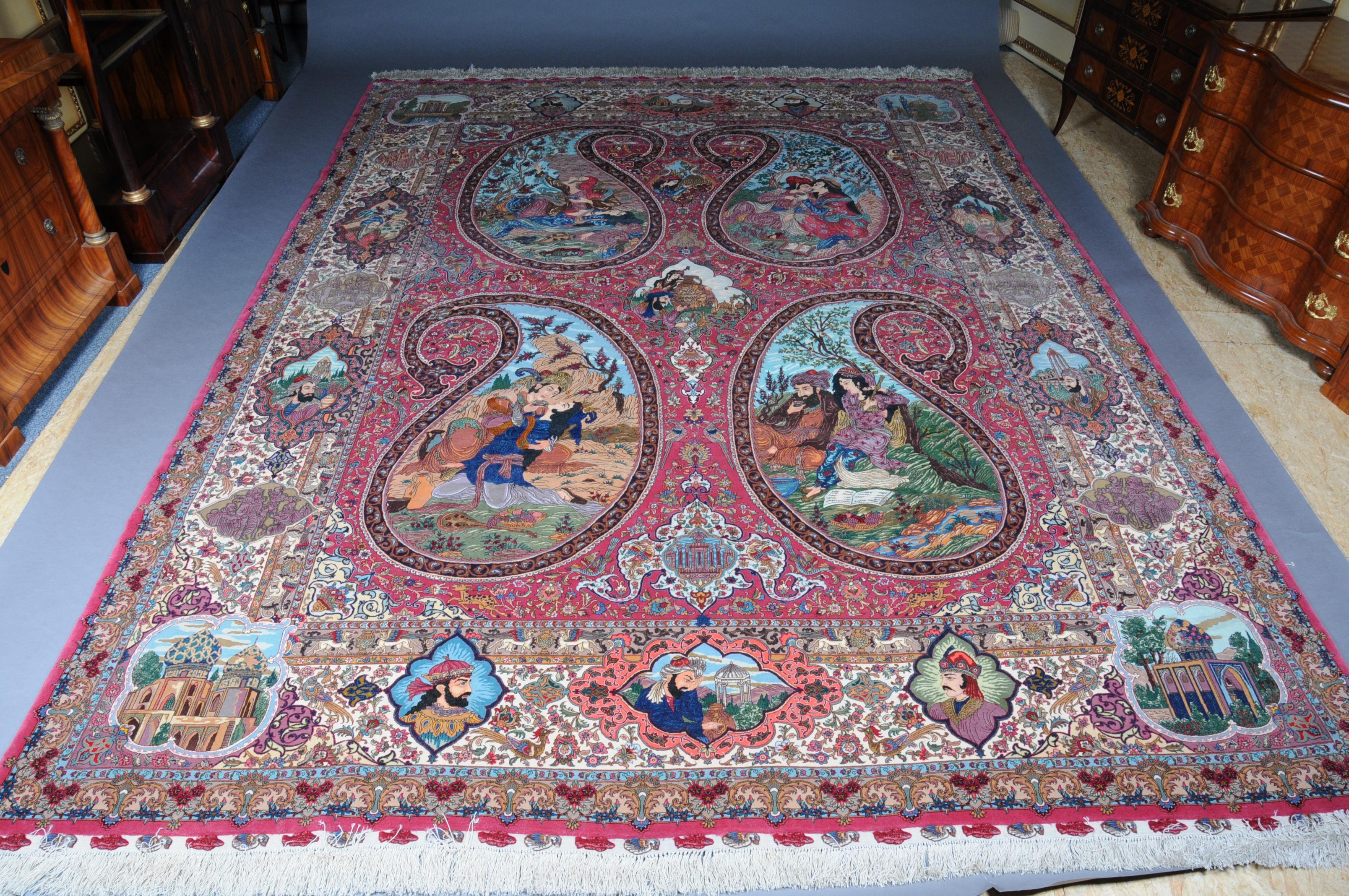 20th Century Original Persian Palace Carpet Tabriz Cork Wool with Silk