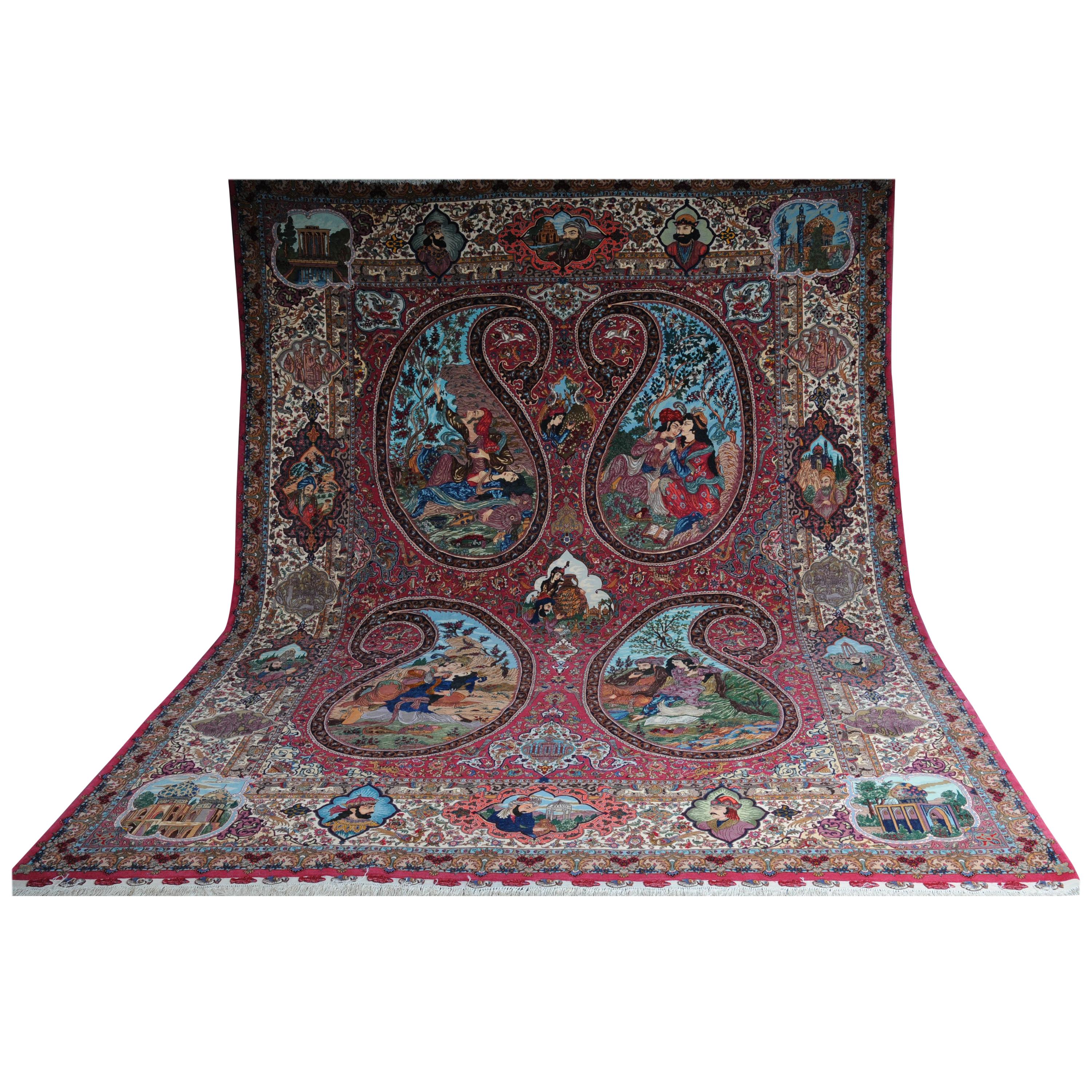 Original Persian Palace Carpet Tabriz Cork Wool with Silk