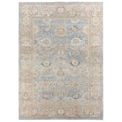 Original Persian Ziegler Sultanabad Rug in Pale Blue and Beige