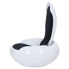 Used Original Peter Ghyczy White and Black Garden Egg Chair, circa 1968