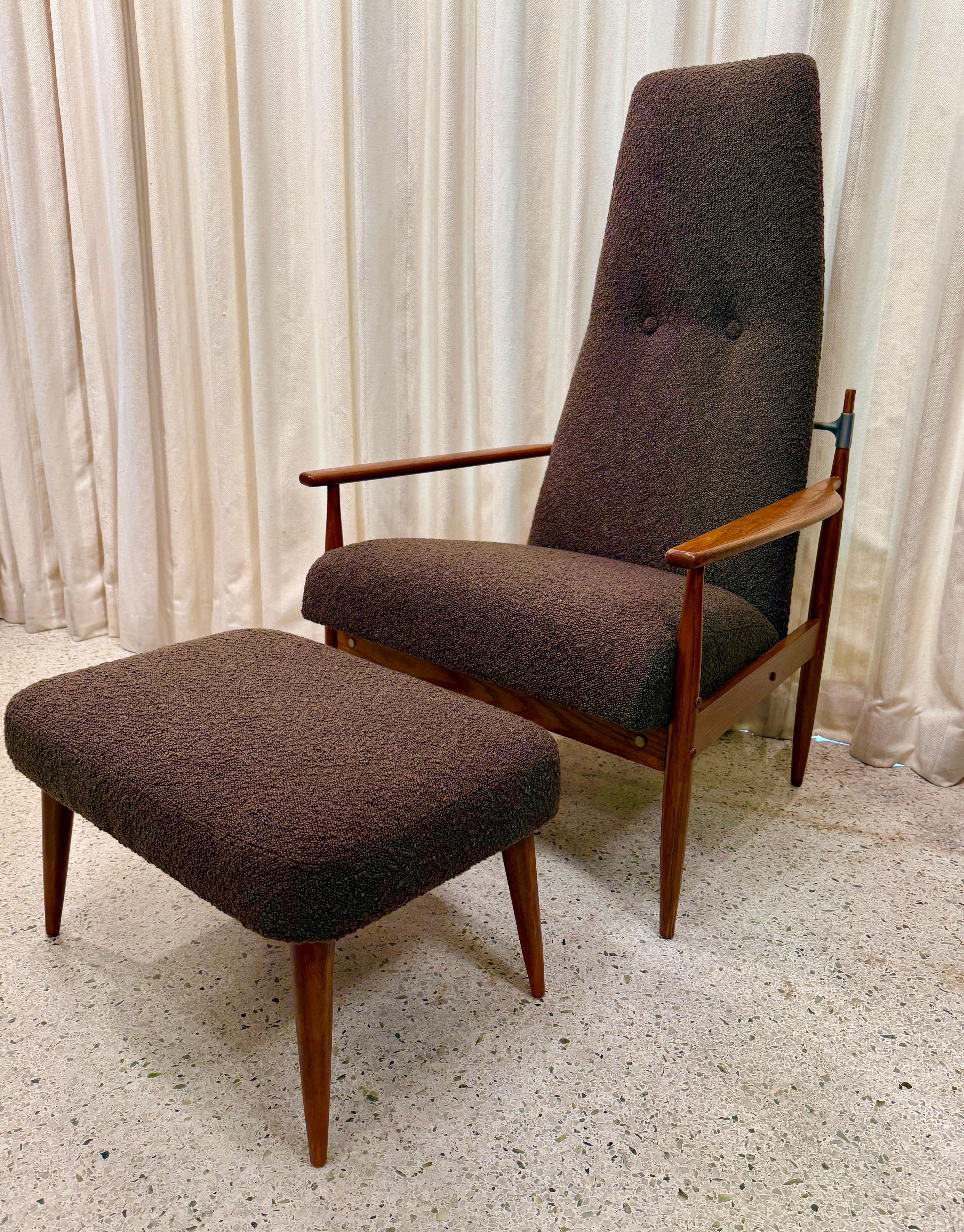 Original Peter Hvidt Lounge Chair + Ottoman, Denmark 1960's 5