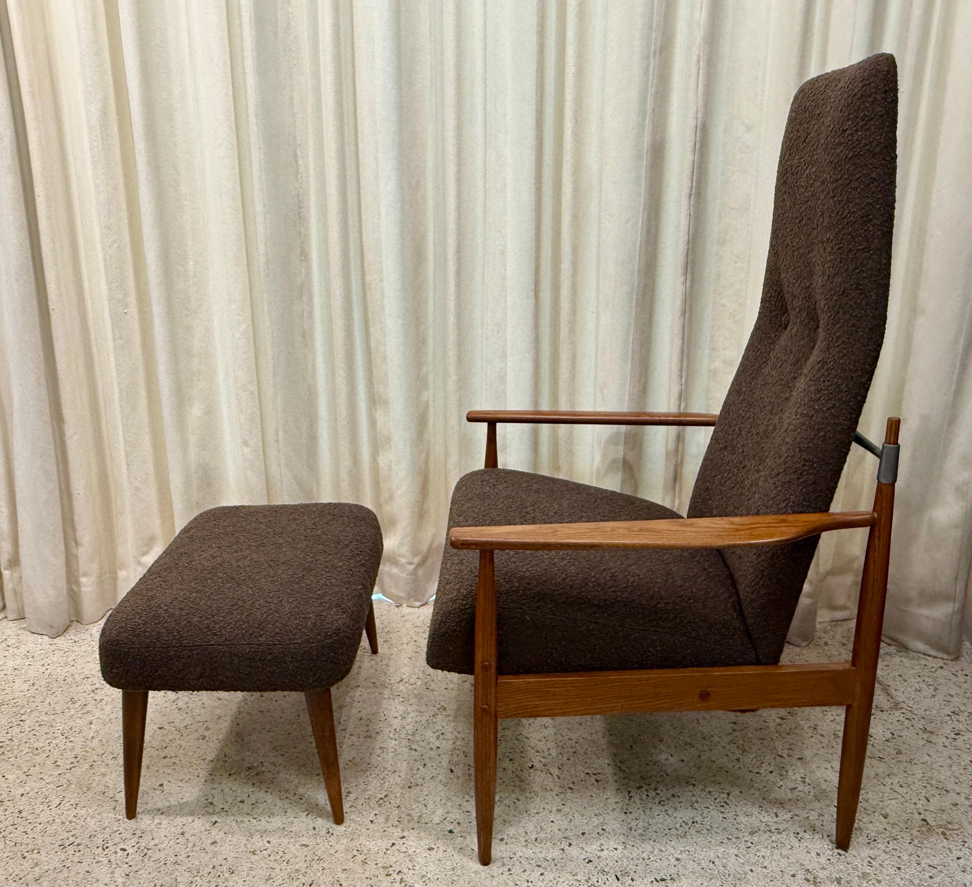 Mid-20th Century Original Peter Hvidt Lounge Chair + Ottoman, Denmark 1960's