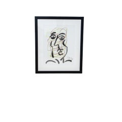 Original Acrylic and Pen Abstract Painting, Signed, Post-Modern, 1995