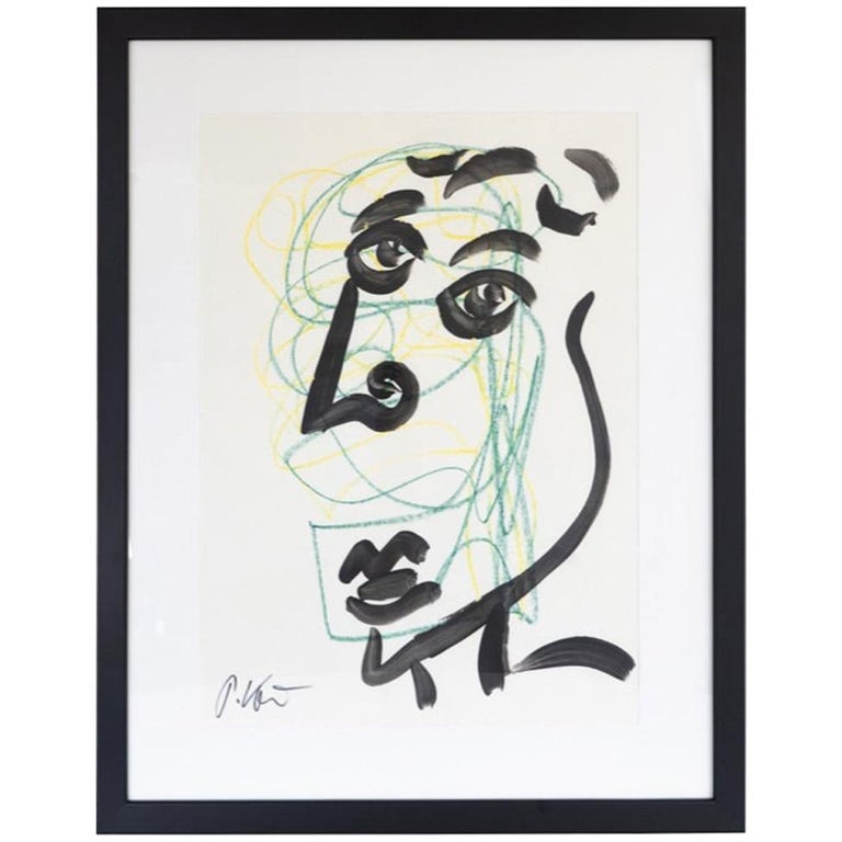 Original Peter Keil Framed Acrylic and Pen on Paper For Sale