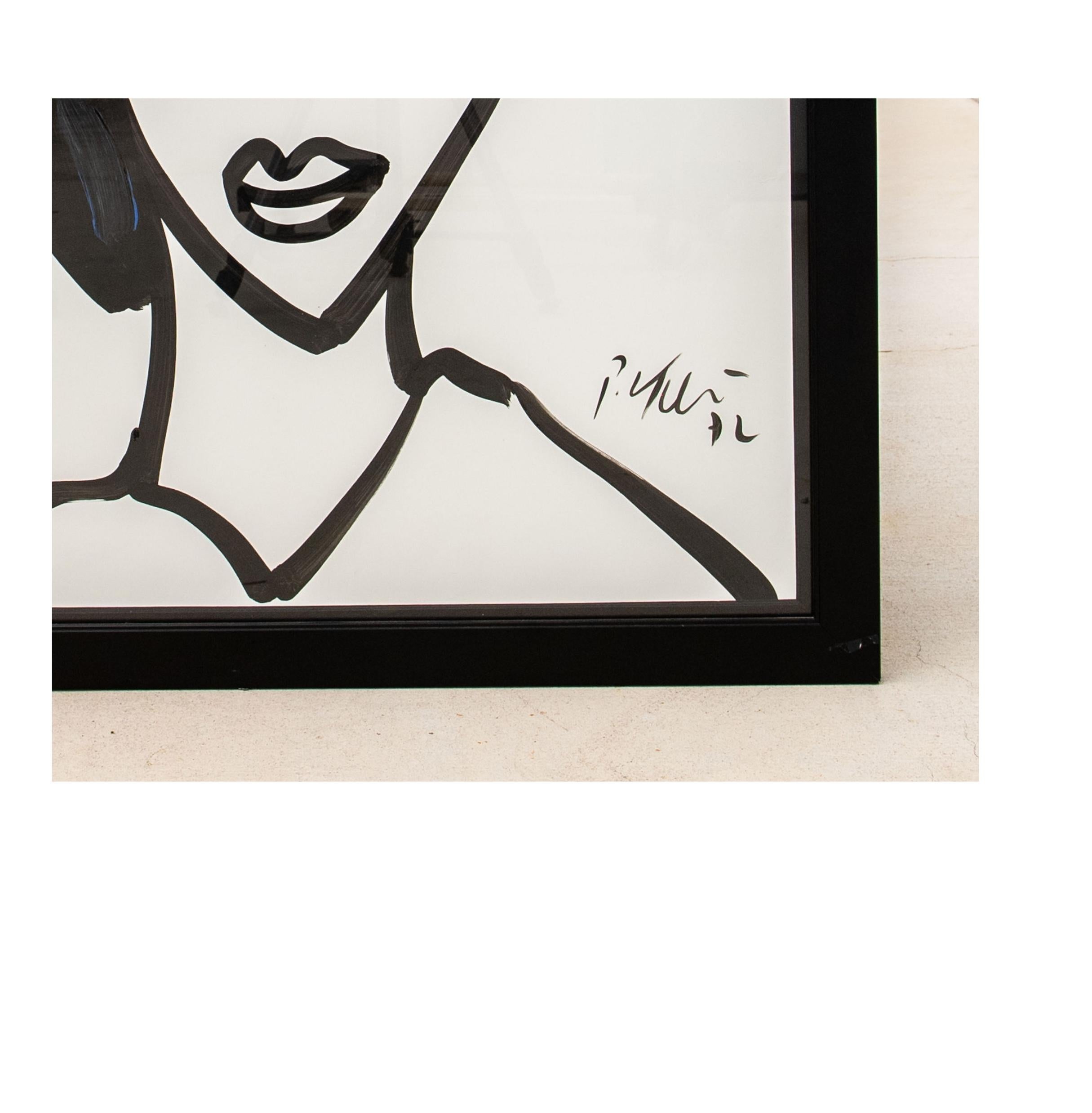 Original Peter Keil Gemälde von Frau in Schwarz mit Blau im Angebot 1