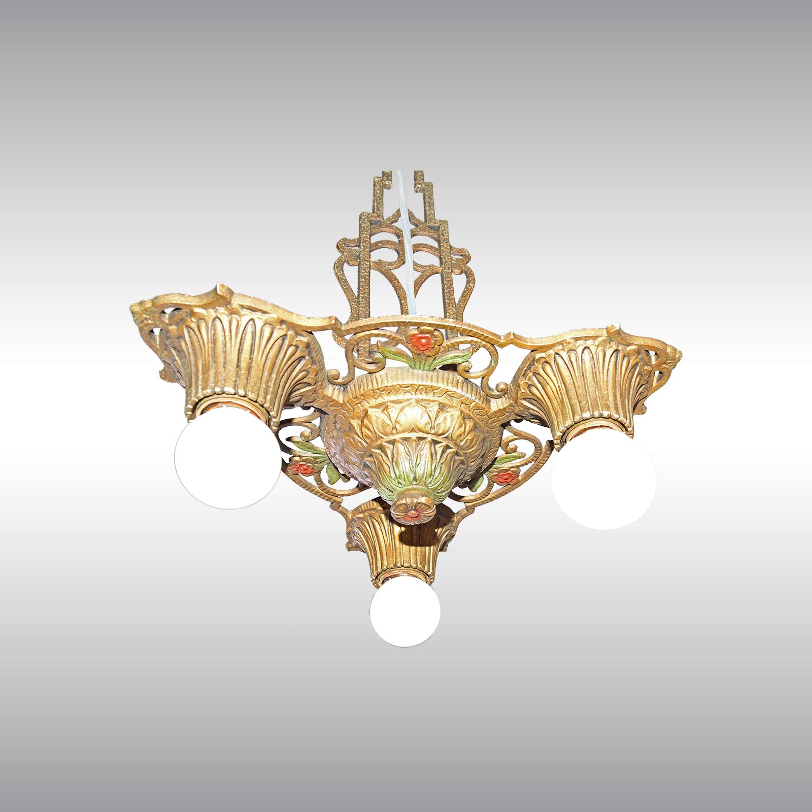 A typical New York ceiling lamp. Painted metal.

Published in 