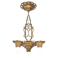 Antique Original Petite Art Deco 1925/30 New York Chandelier/Ceiling Lamp