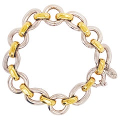 Original Phillip Gavriel Sterling Silver and 18 Karat Yellow Gold Link Bracelet