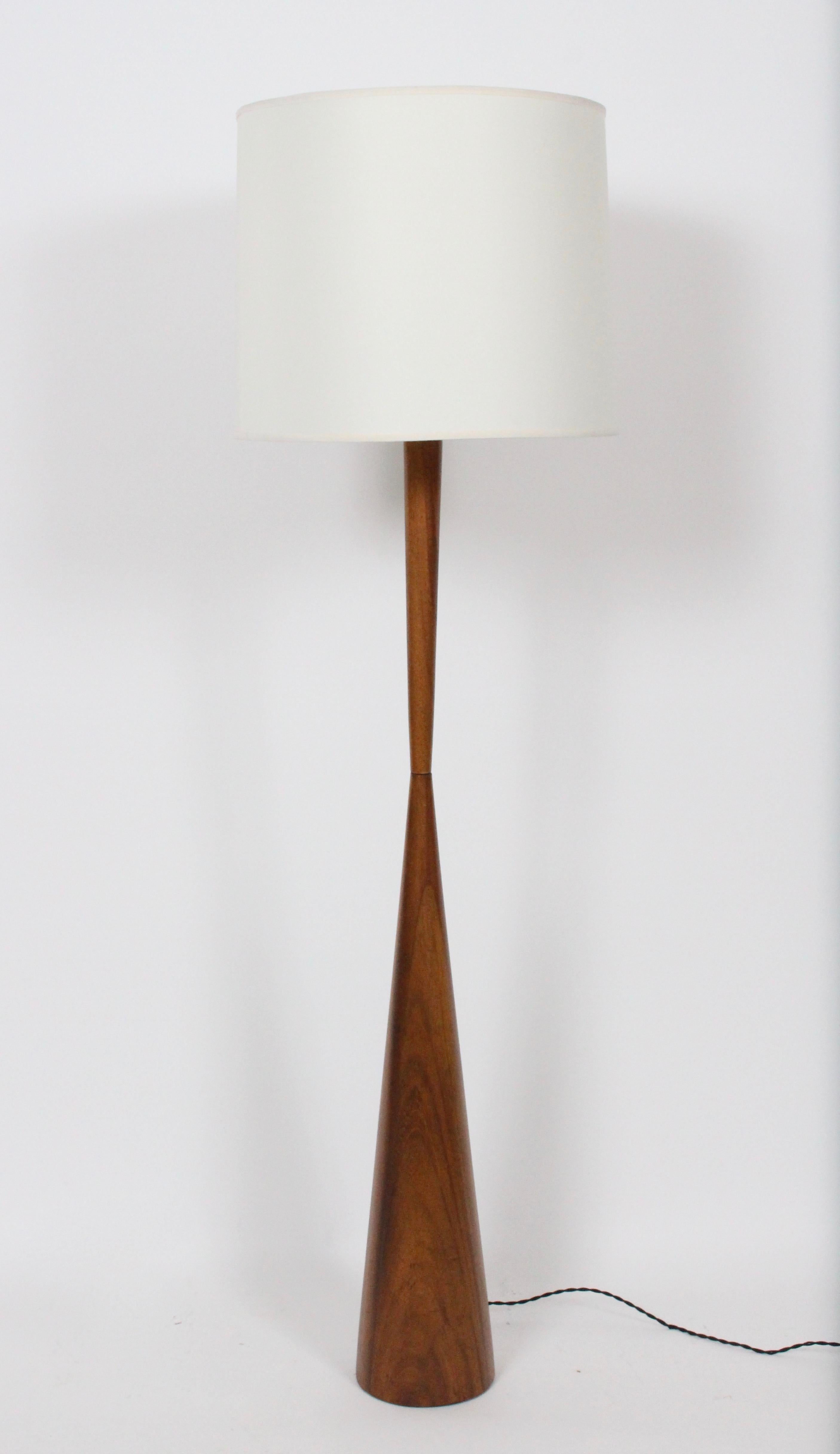 American Original Phillip Lloyd Powell Style Walnut Floor Lamp, 1960s