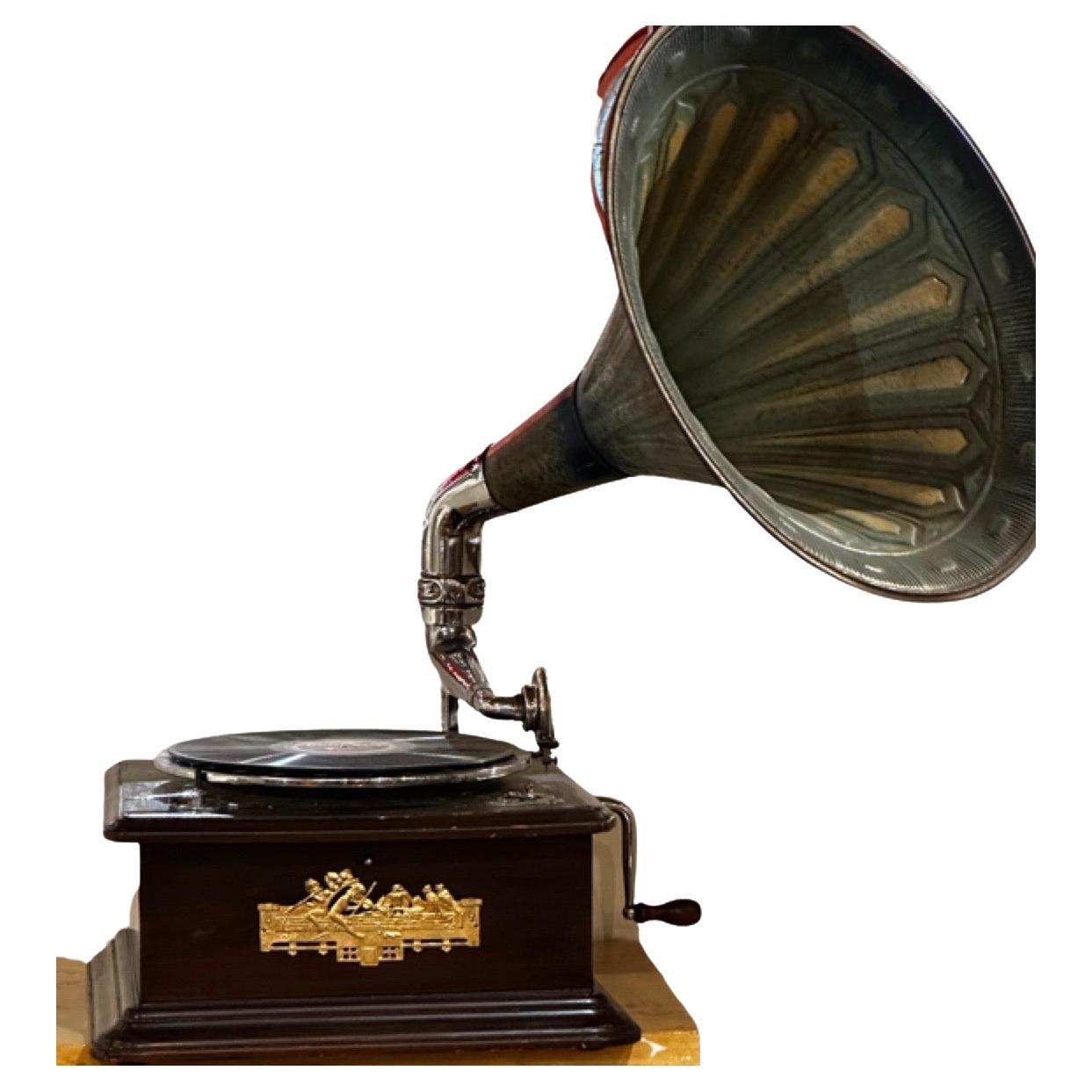 Original Phonograph Argentina With Horn Circa 1920