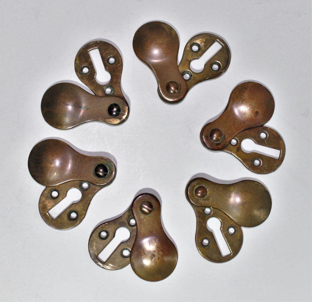 Original Phosphor Bronze Brass Door Handles & Escutcheons 3 matching sets For Sale 2