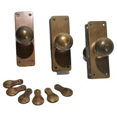 Original Phosphor Bronze Brass Door Handles & Escutcheons 3 matching sets