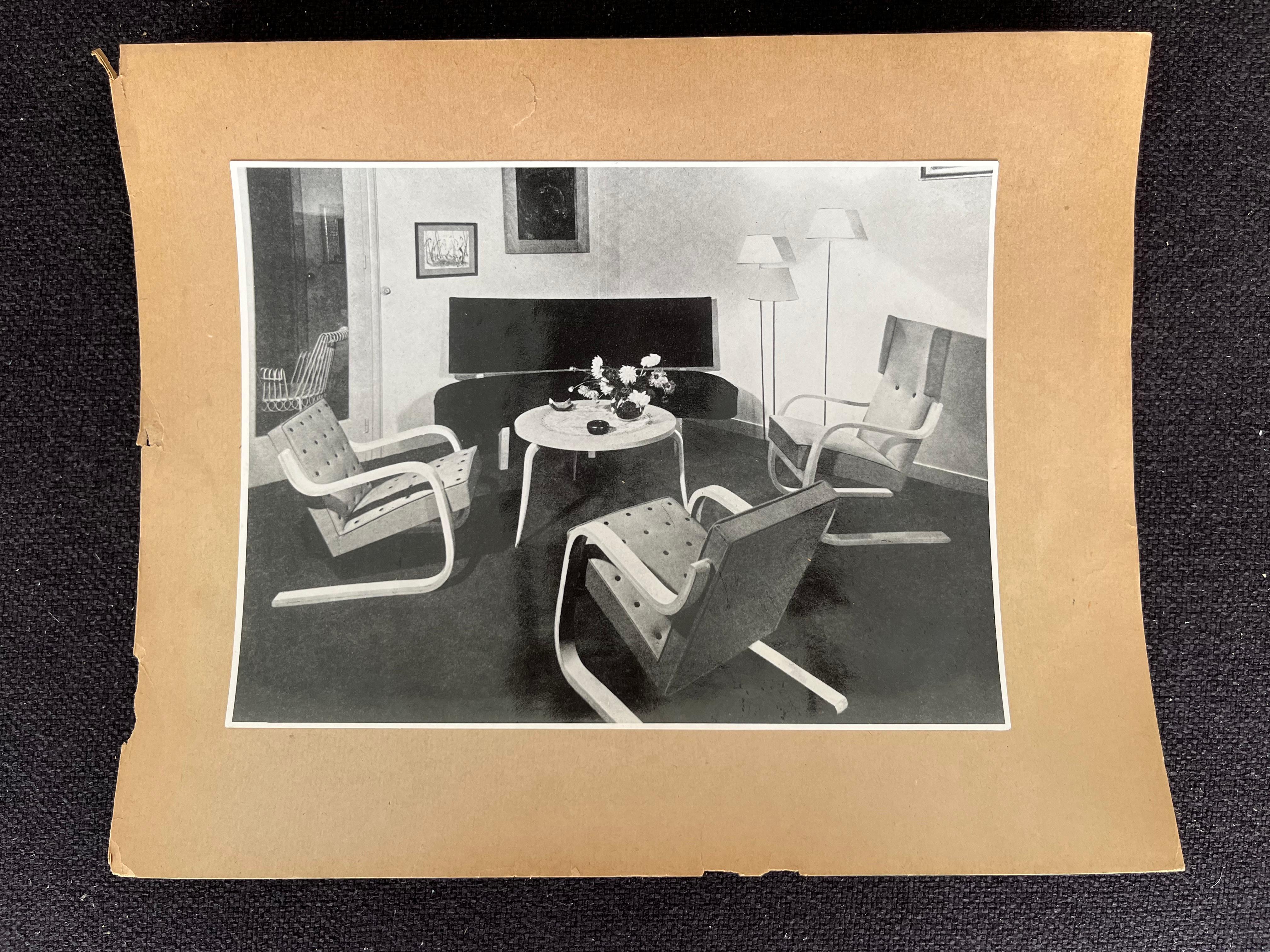 Czech Original Photo of Interior, Bruno Matthson, Alvar Aalto, Stylclair, 1951 For Sale