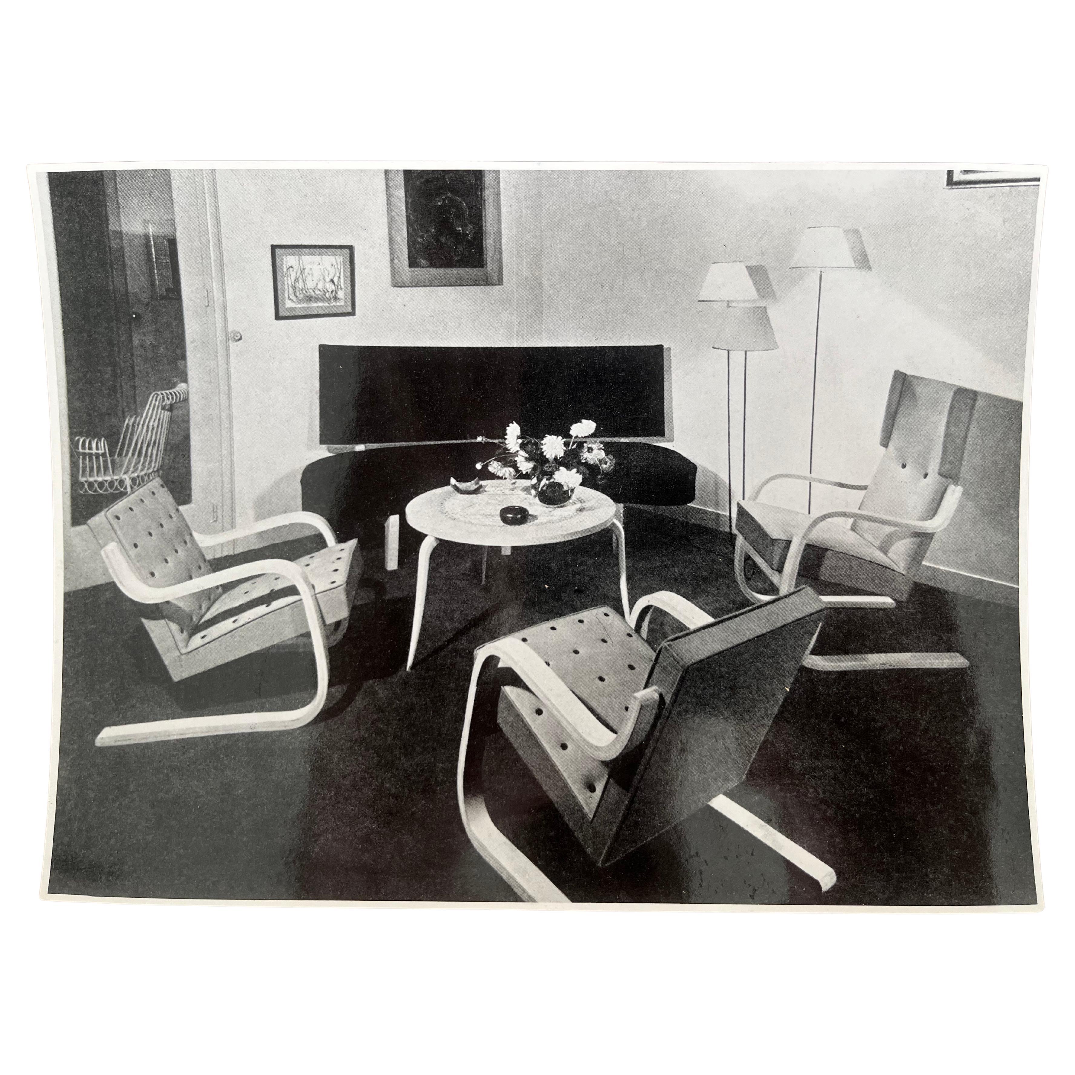Original Photo of Interior, Bruno Matthson, Alvar Aalto, Stylclair, 1951