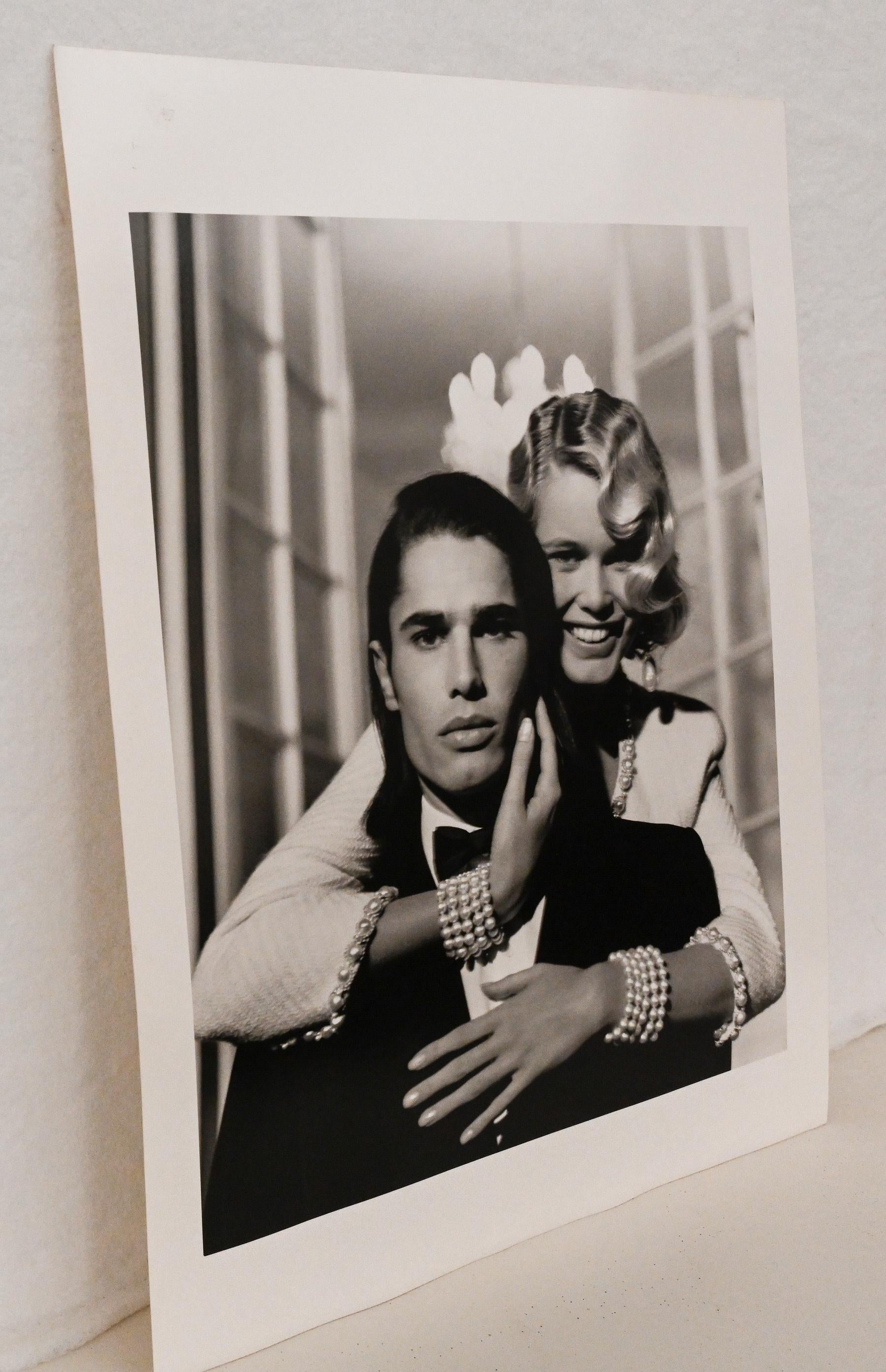 French Original photograph of Claudia Schiffer with Cameron Alborzian by Karl Lagerfeld