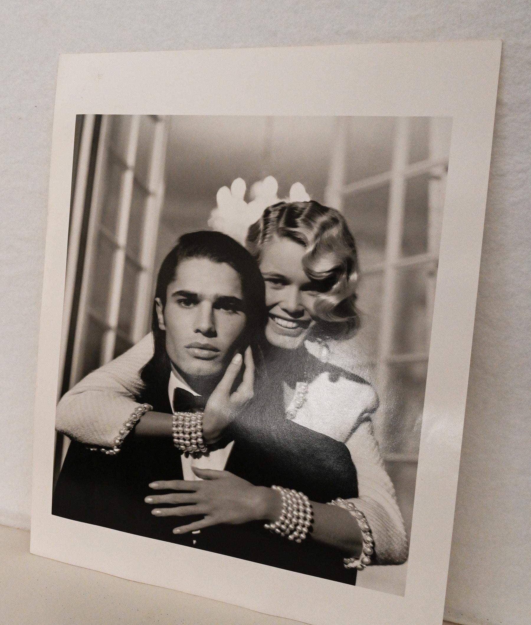 Original photograph of Claudia Schiffer with Cameron Alborzian by Karl Lagerfeld In Good Condition In Henley-on Thames, Oxfordshire