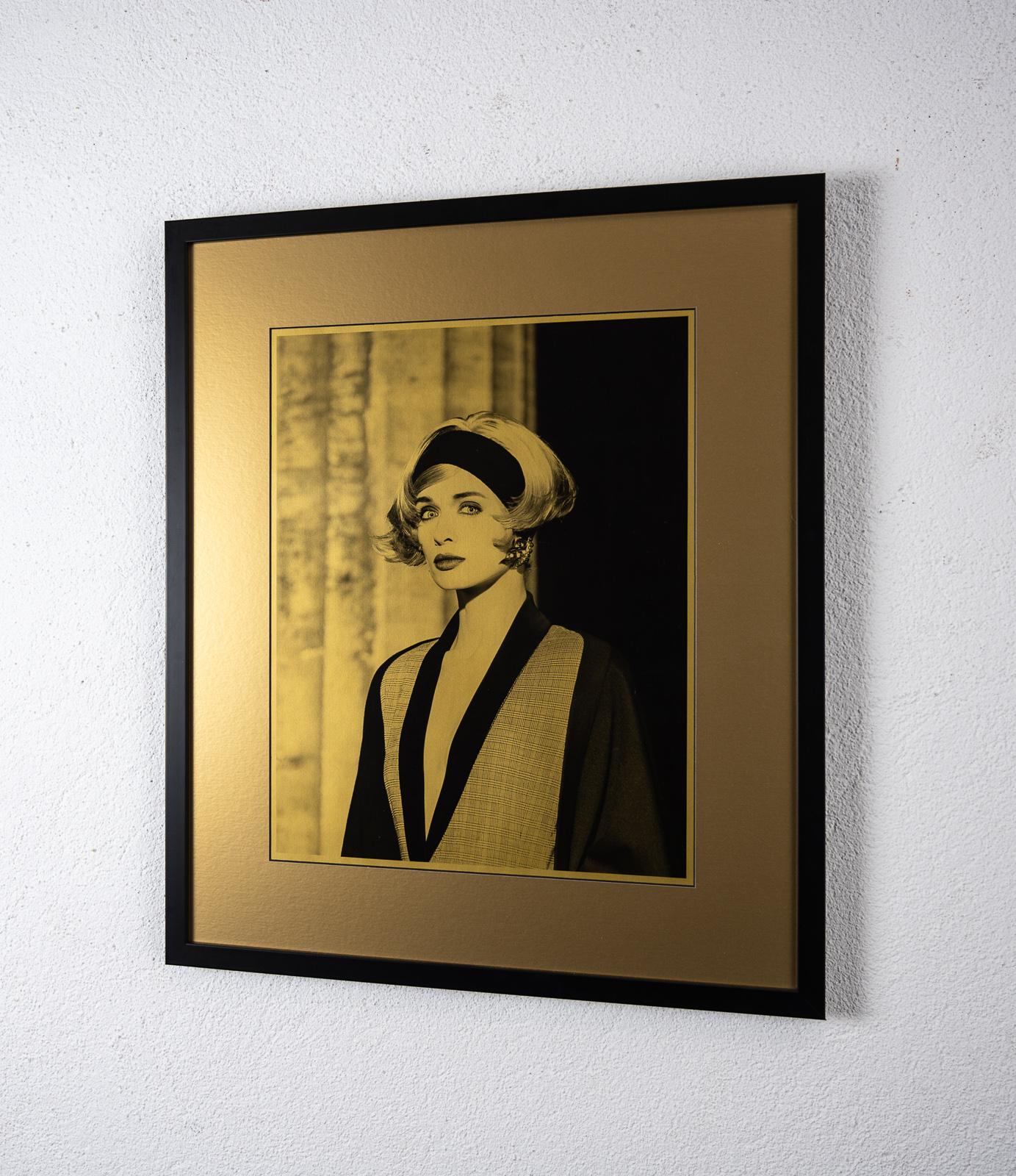 Original silver gelatin print on gold paper from Lagerfeld's studio ex-collection Eric Wright - Lagerfeld's right hand man in the 1980s-90s. 
production numbers '04111/002 - 15' to the reverse. Circa: 1990s

Measures: framed (frame 54cm wide x