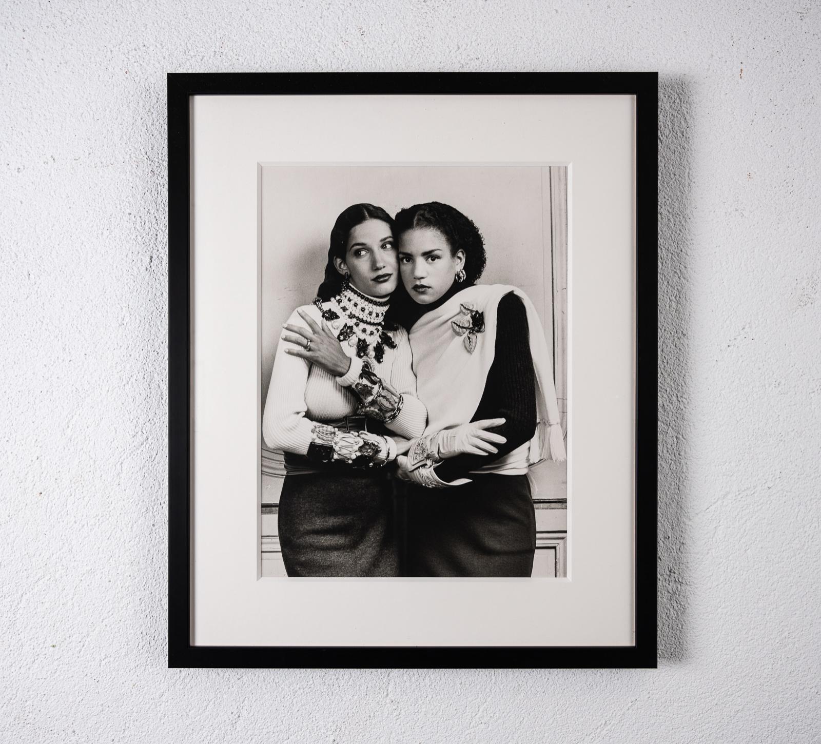 Original silver gelatin print of the models Marpessa and Veronica Webb from Lagerfeld’s studio,
ex-collection Eric Wright - Lagerfeld’s right hand man in the 1980s-90s, Paris, circa 1990s

Framed size: 47cm W x 57cm H, window size: 29cm W x 39cm