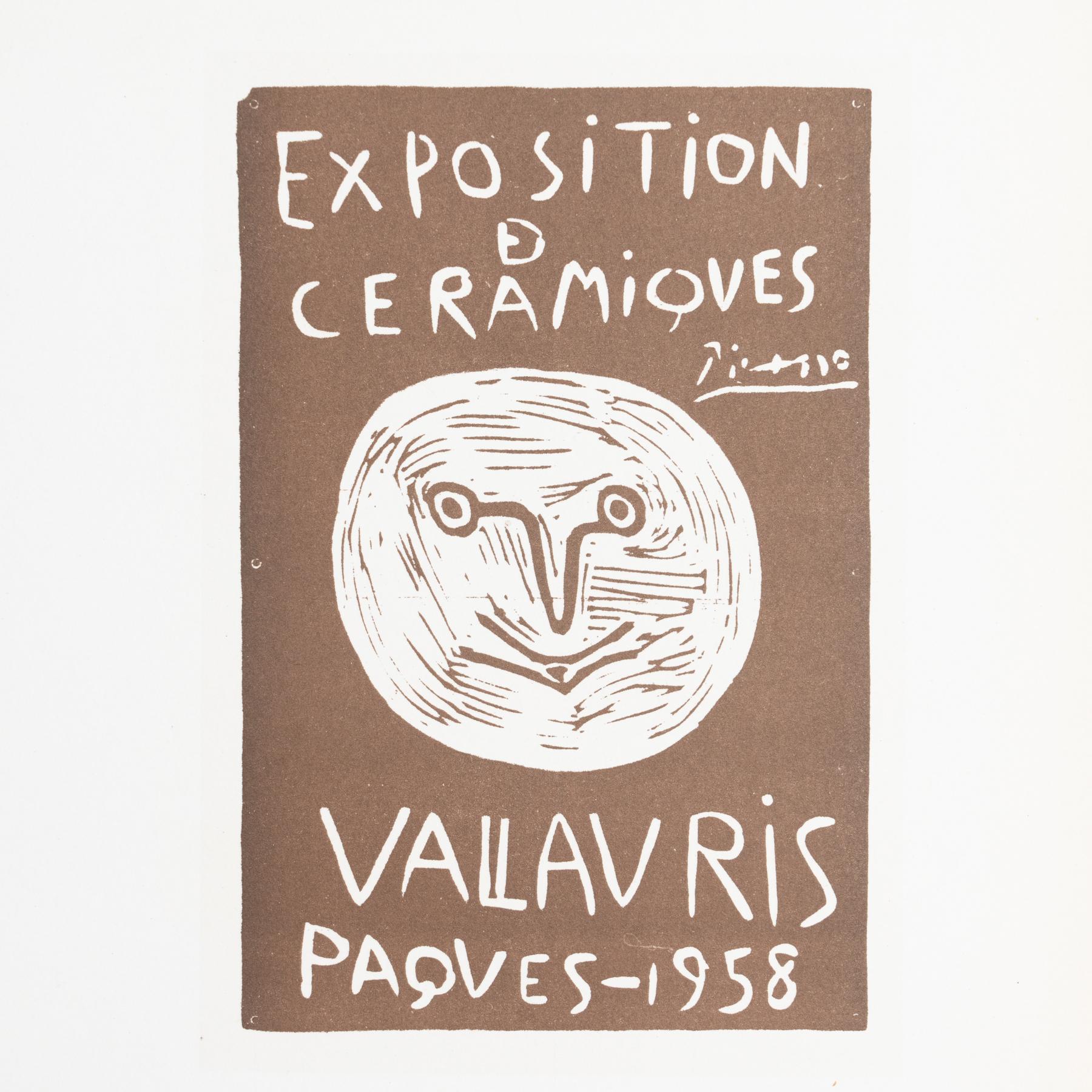 Mid-Century Modern Original Picasso Linocut, 'Vallauris', 1958