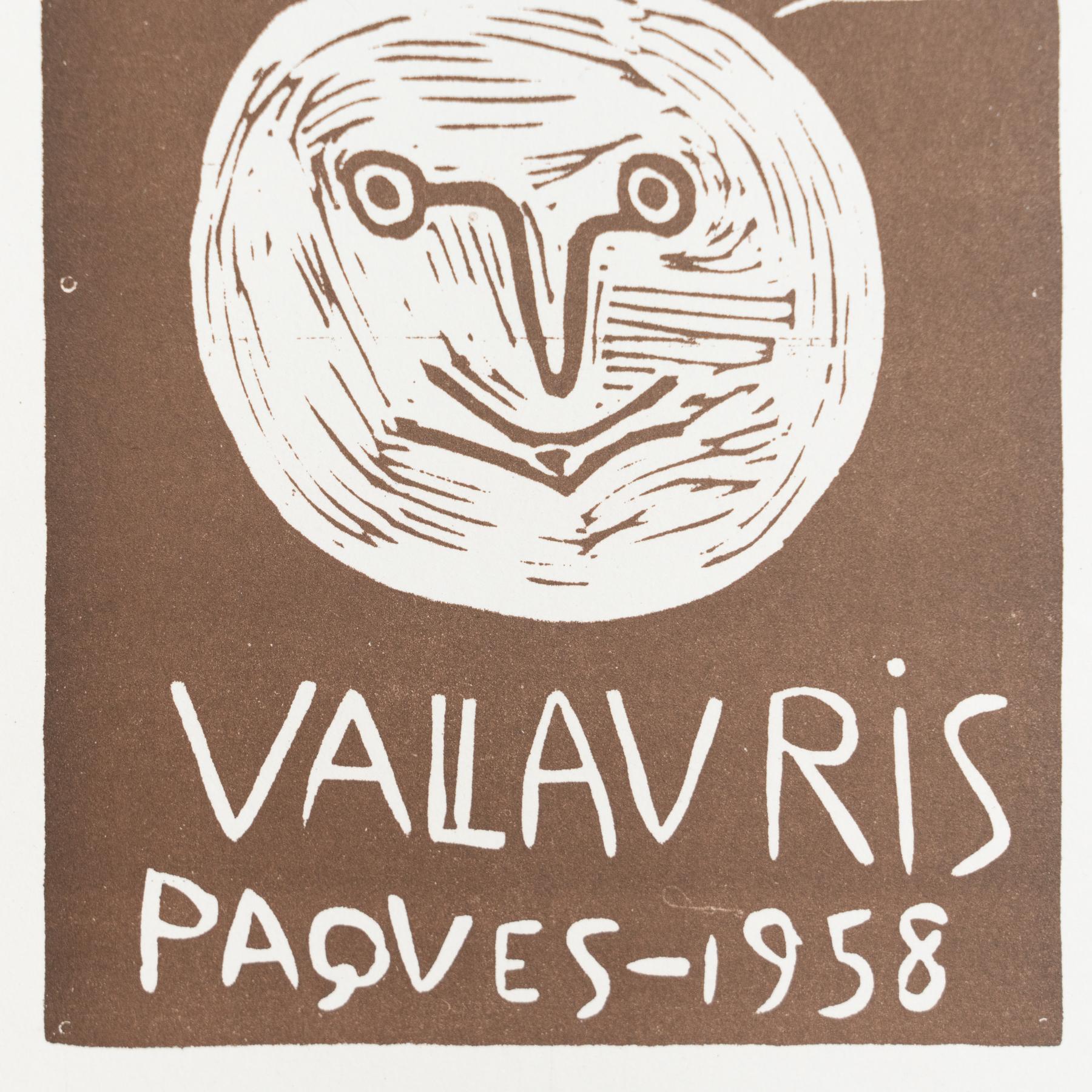 Spanish Original Picasso Linocut, 'Vallauris', 1958