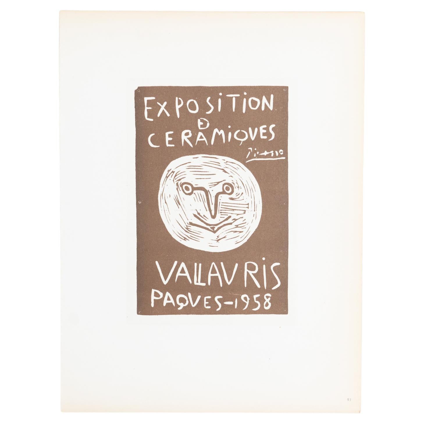 Original Picasso Linocut, 'Vallauris', 1958