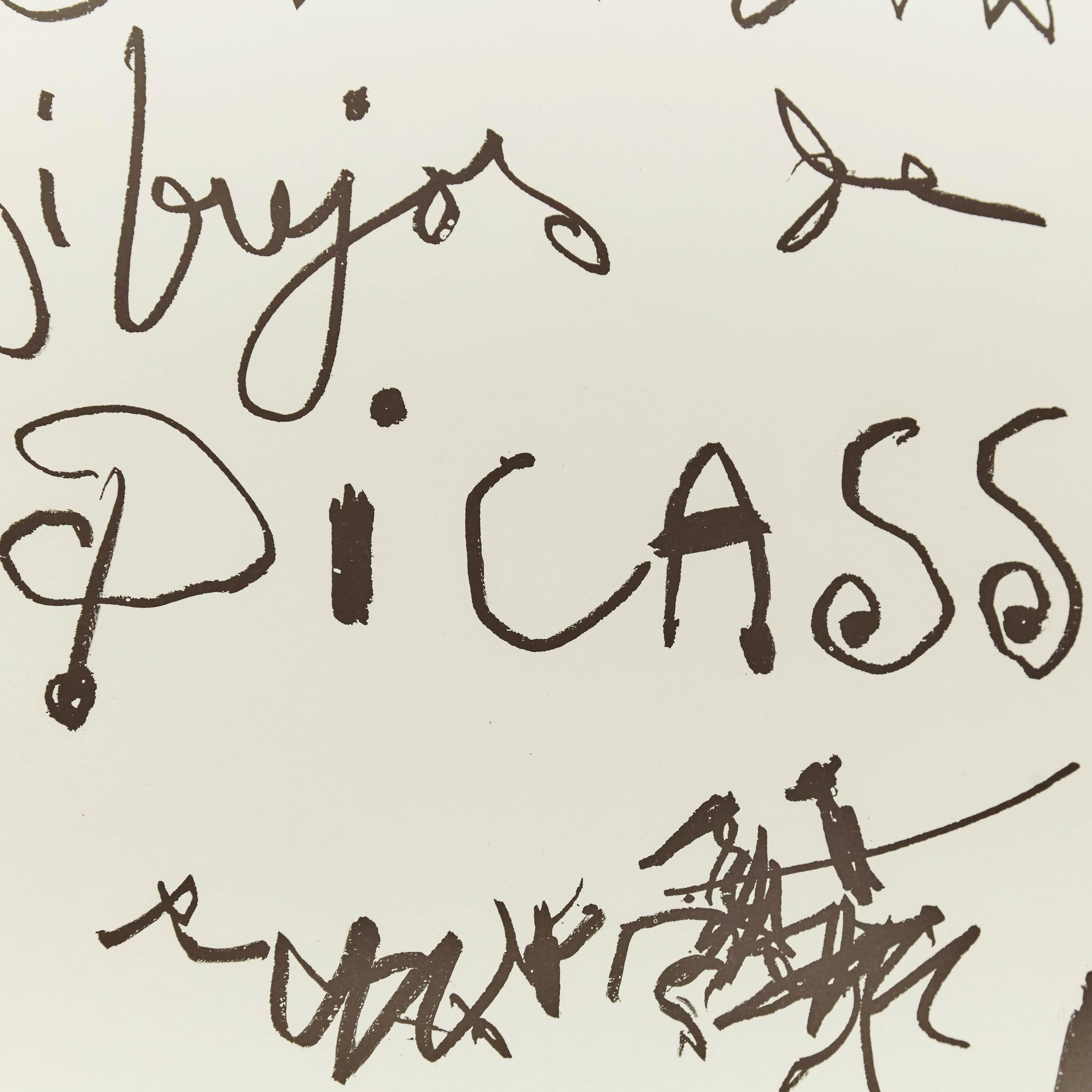 Spanish Original Picasso Lithography, Drawings Exhibition, 1961