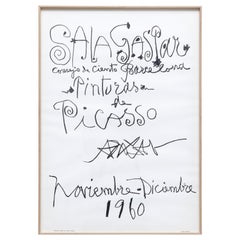 Vintage Original Picasso Lithography, "Pinturas de Picasso" Exhibition, 1960