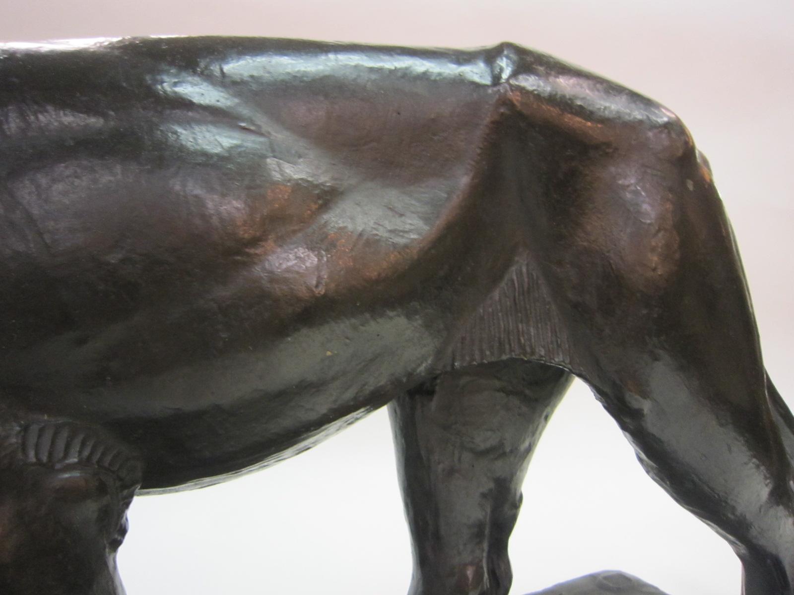 Original Piero Palazzolo Hebrard Bronze Artdeco Sculpture of a Stalking Panther 2