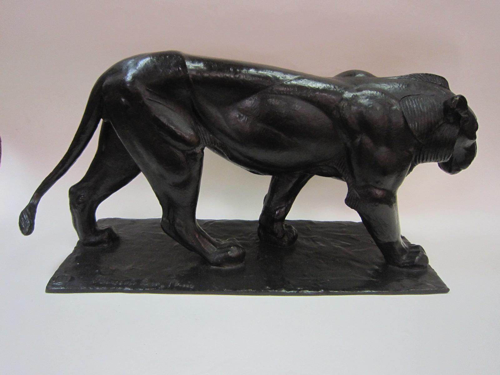 Original Piero Palazzolo Hebrard Bronze Artdeco Sculpture of a Stalking Panther 5
