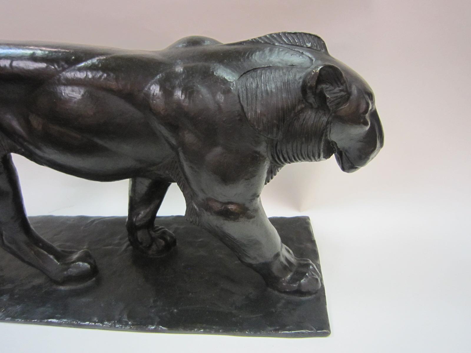 Original Piero Palazzolo Hebrard Bronze Artdeco Sculpture of a Stalking Panther 6