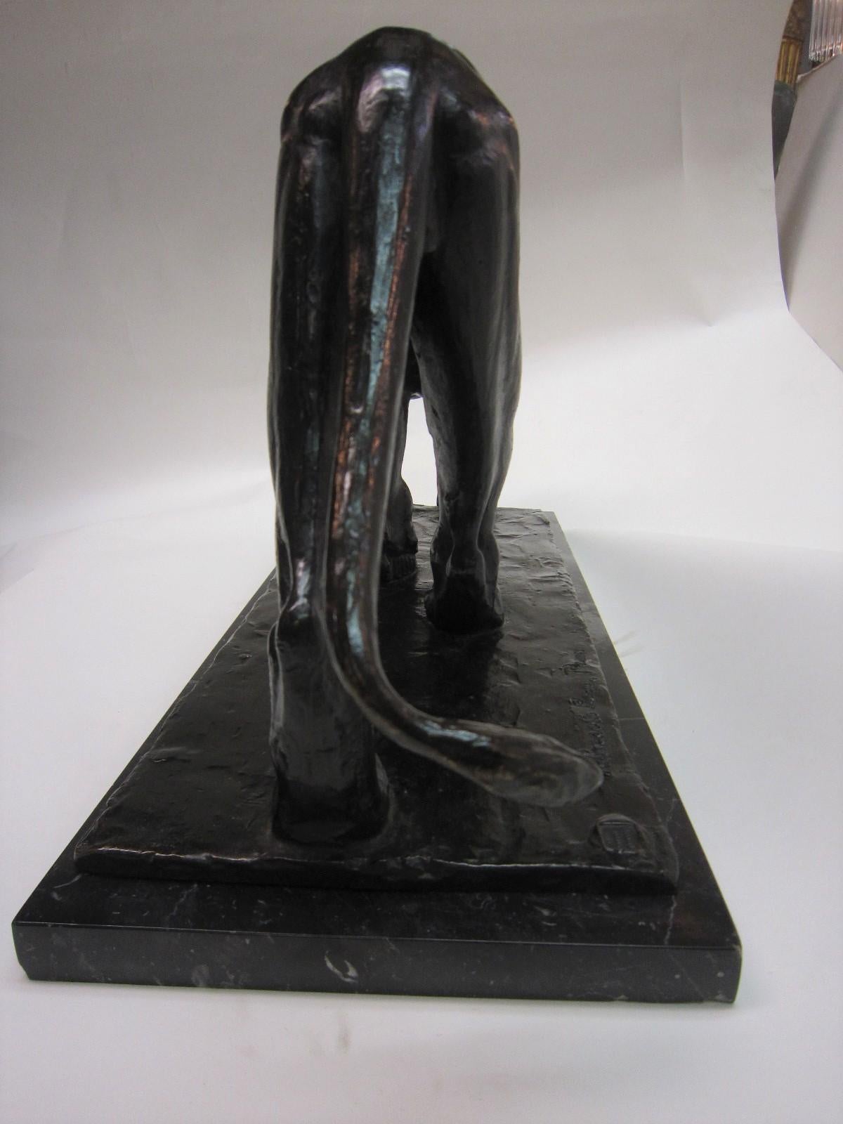 Original Piero Palazzolo Hebrard Bronze Artdeco Sculpture of a Stalking Panther 8
