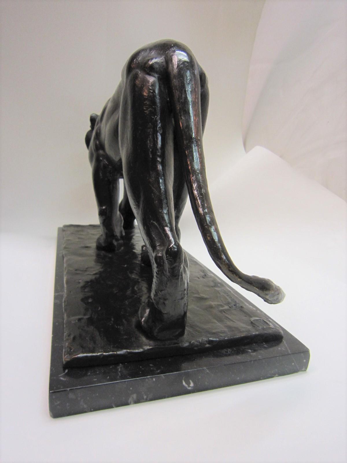 Original Piero Palazzolo Hebrard Bronze Artdeco Sculpture of a Stalking Panther 9