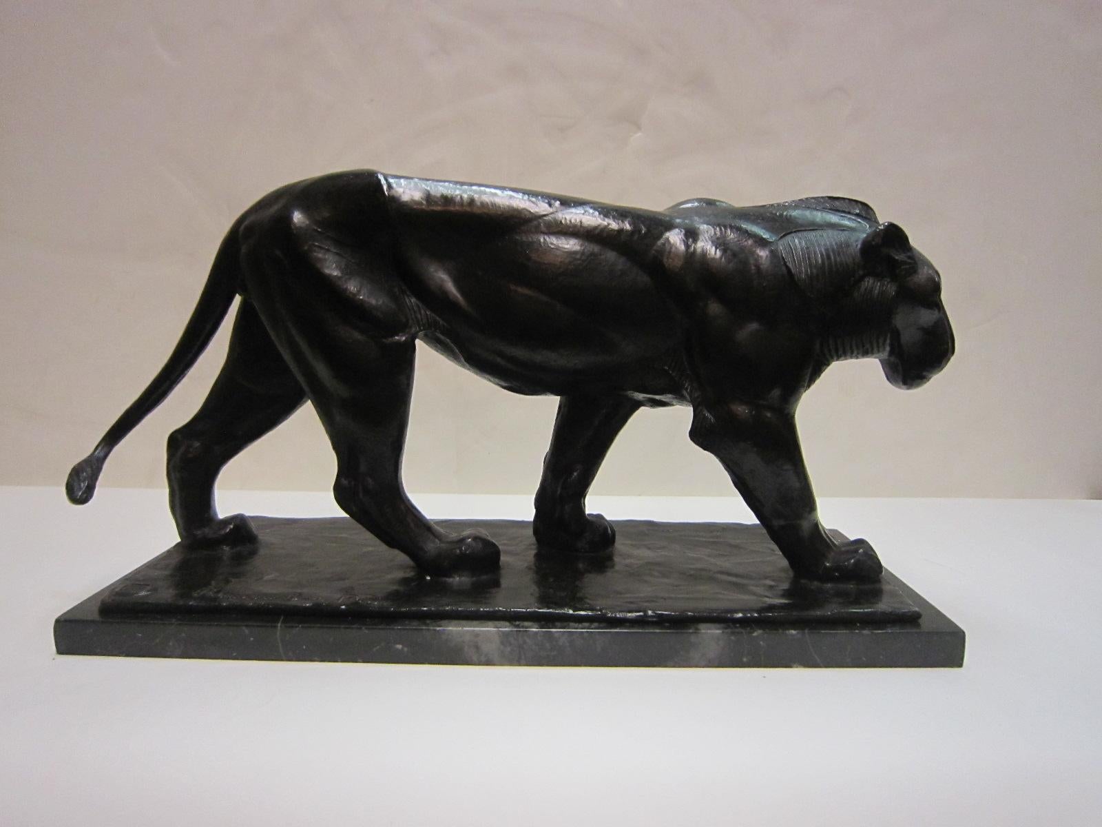 Original Piero Palazzolo Hebrard Bronze Artdeco Sculpture of a Stalking Panther 10