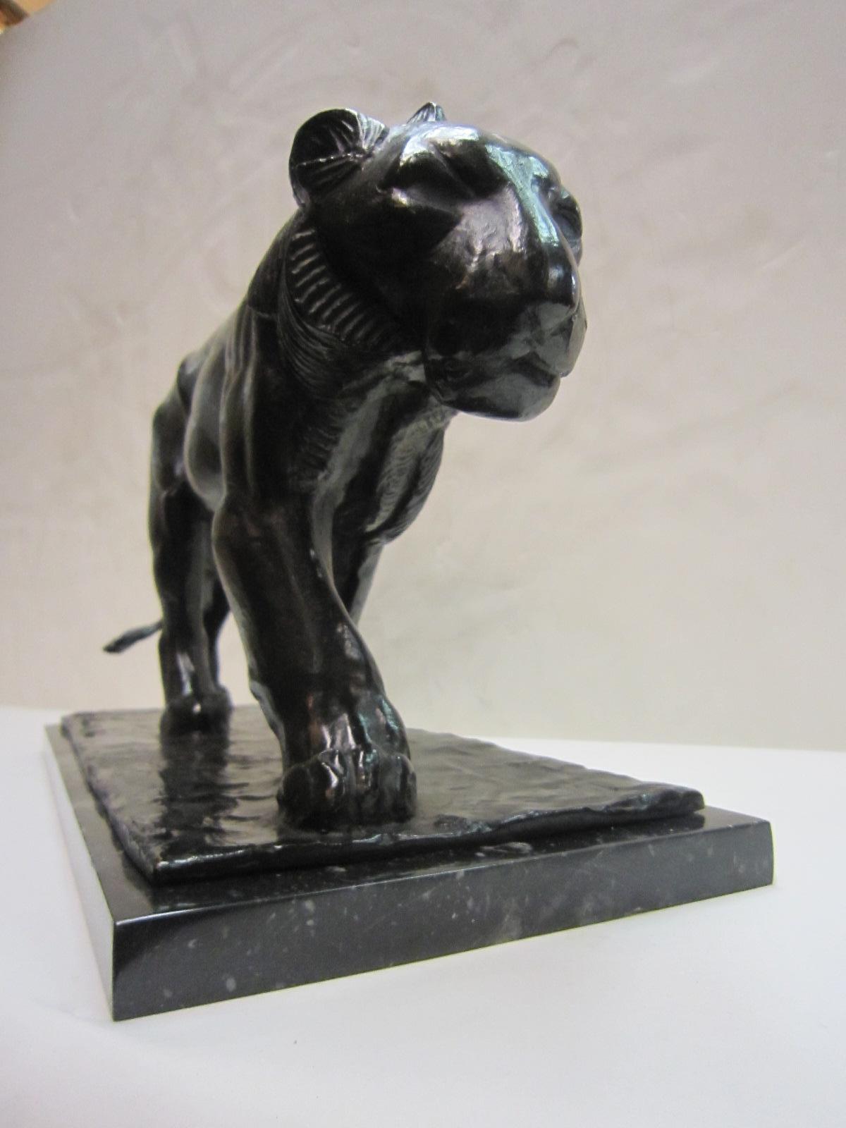 Art Deco Original Piero Palazzolo Hebrard Bronze Artdeco Sculpture of a Stalking Panther