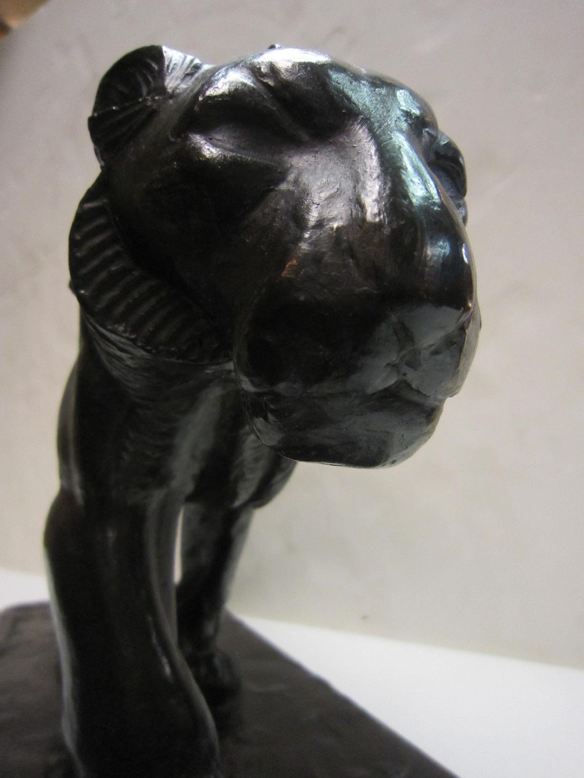 French Original Piero Palazzolo Hebrard Bronze Artdeco Sculpture of a Stalking Panther