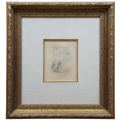 Gravure originale de Pierre Auguste Renoir Sur la Plage "On the Beach" encadrée