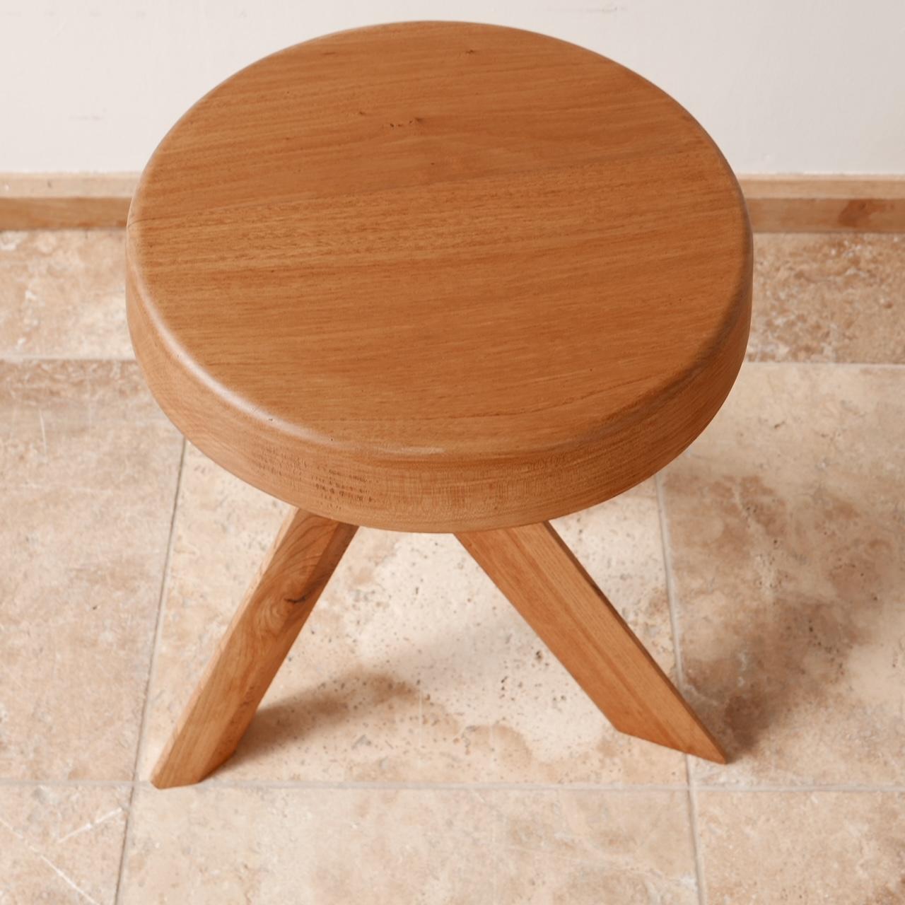 Original Pierre Chapo Elm Midcentury French S31A Stool In Good Condition In London, GB