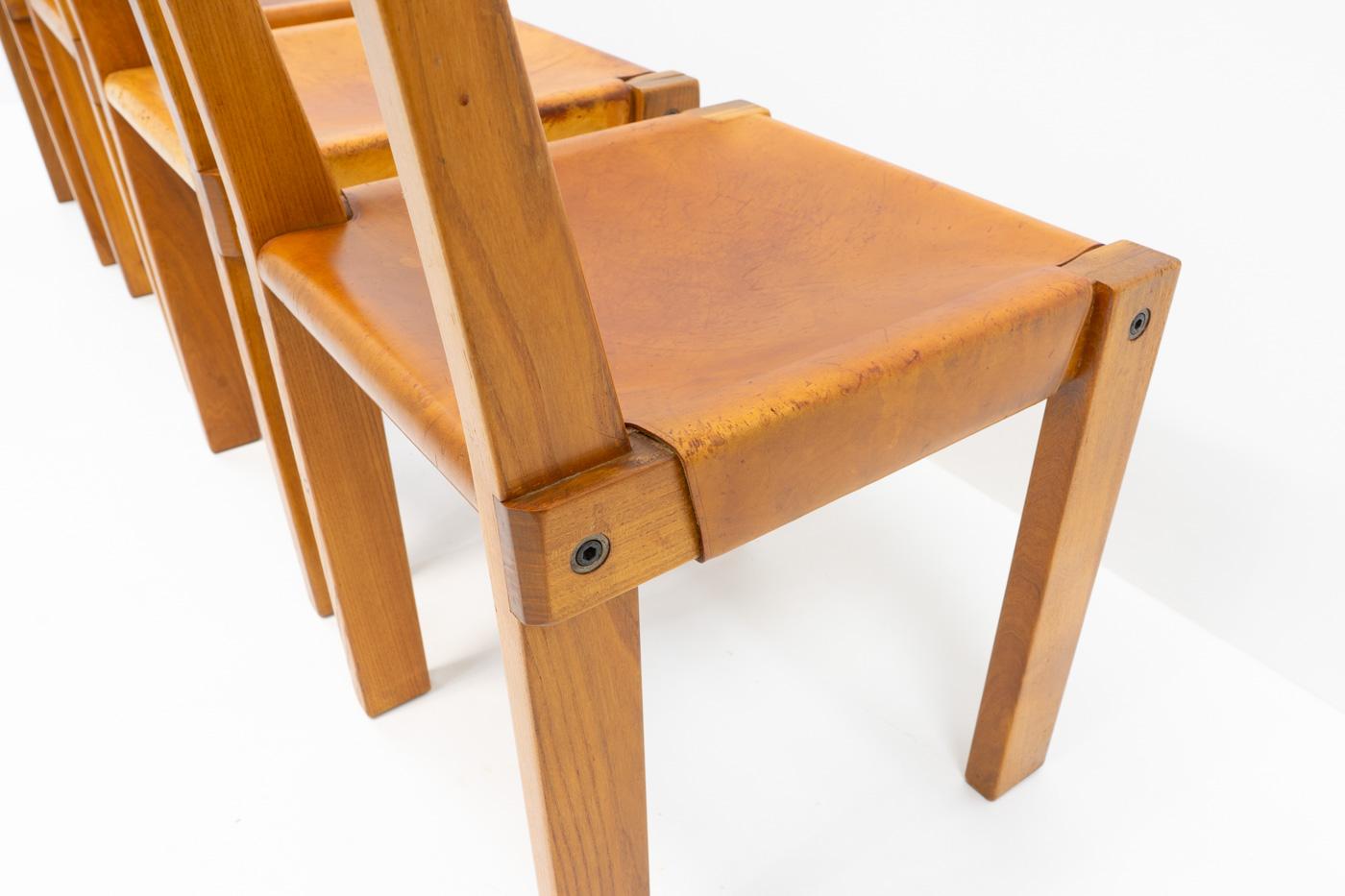 Original Pierre Chapo French Elm S24 Chairs, France 1970s - Set of 4 For Sale 4