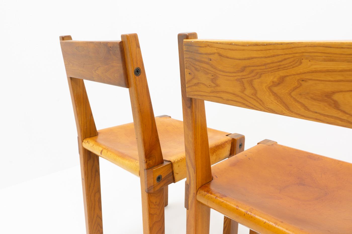 Original Pierre Chapo French Elm S24 Chairs, France 1970s - Set of 4 For Sale 2