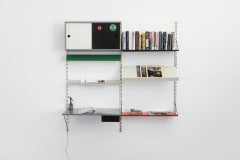 Original Pilastro Two Section Wall Unit w/ Desk with Drawer, Green Light