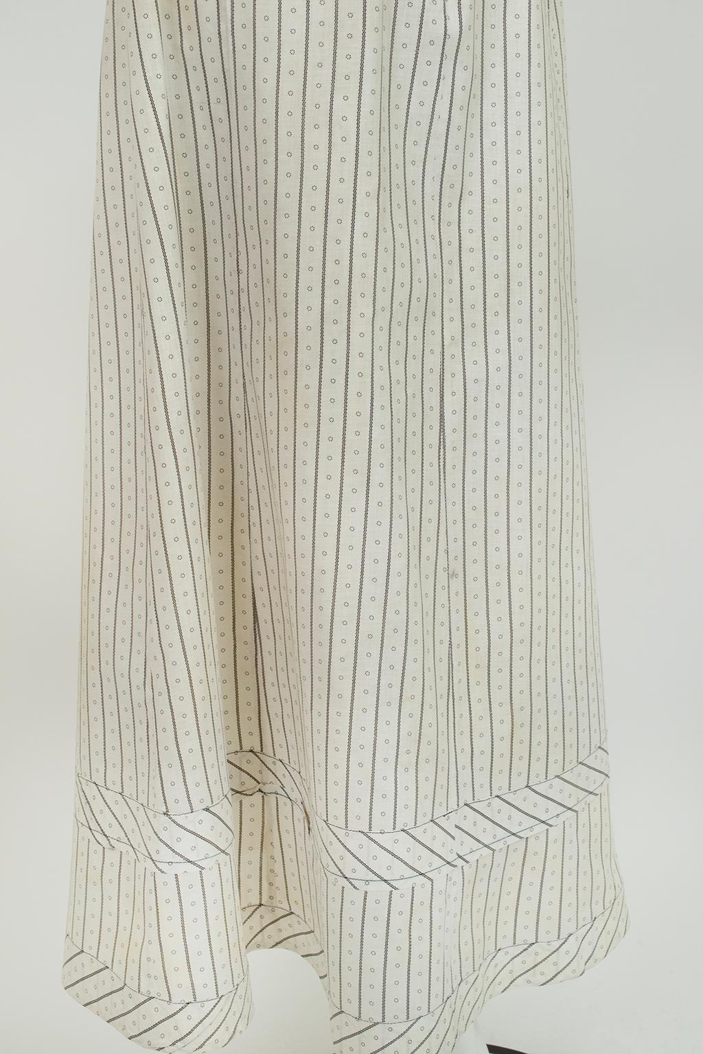 Original Pioneer Homesteader Prairie Maxi Skirt w Blue Ticking Print – S, 1870s For Sale 2