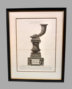 Original Piranesi Framed Engraving of a Monument in the Form of a Cornucopia