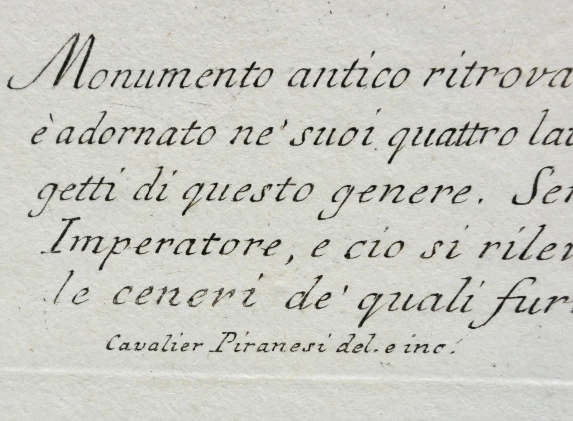 Gerahmte Piranesi-Gravur eines Monuments in Form eines Füllhorns, gerahmt, Original im Angebot 1