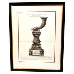 Antique Original Piranesi Framed Engraving of a Monument in the Form of a Cornucopia 