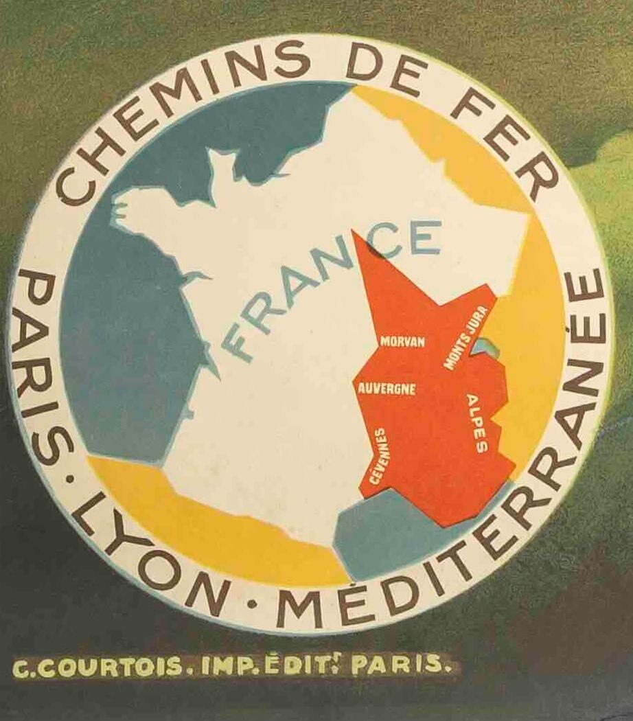 Original PLM Tourismus-Plakat, Eisenbahnen, Alpen, Gebirgsort, Alpin, Hill, 1932 (Französisch) im Angebot