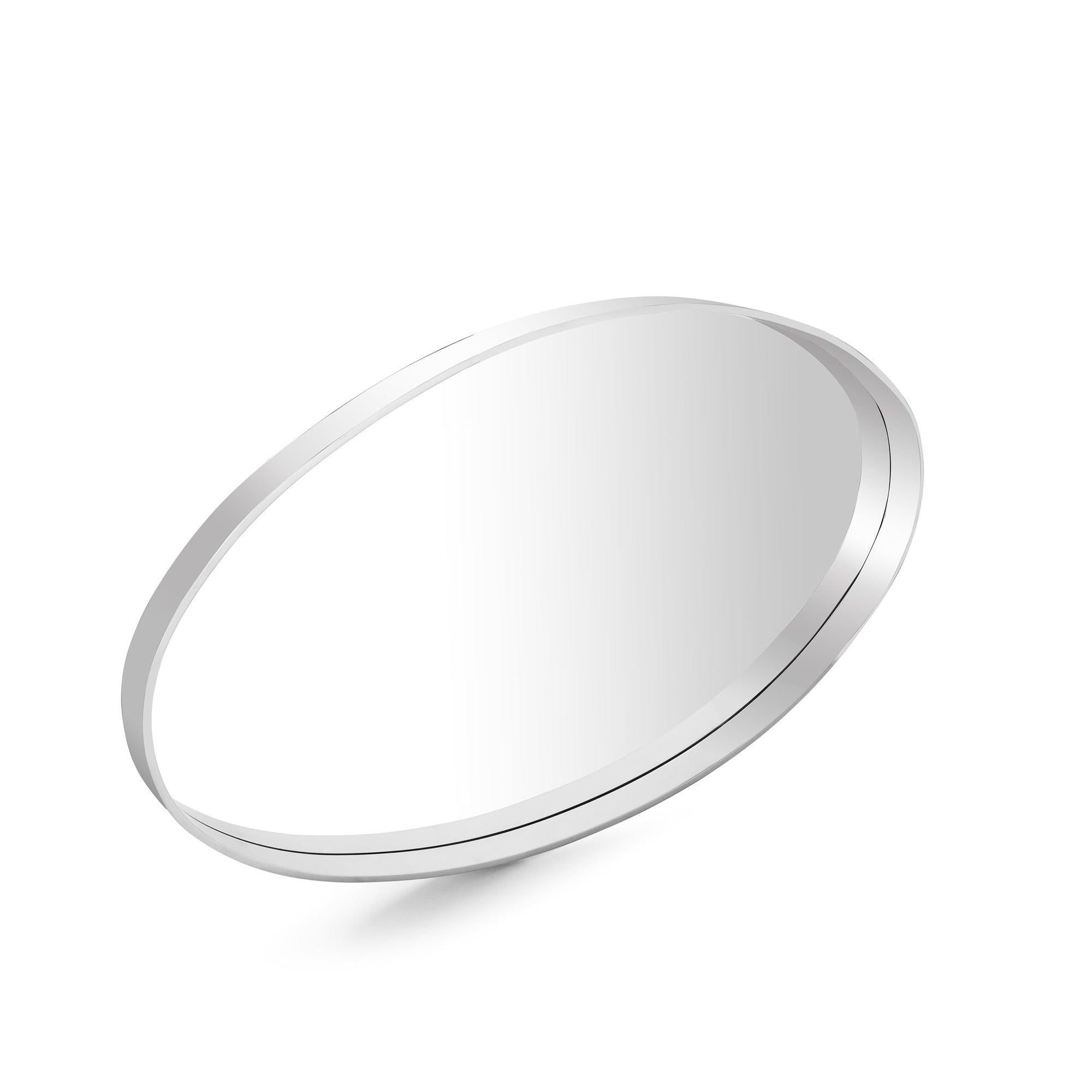 Specchio ovale originale in acciaio inox lucido In condizioni ottime in vendita a Sagaponack, NY