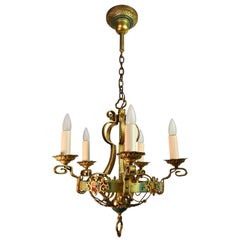 Antique Original Poly Chrome Finish 5 Candle Chandelier